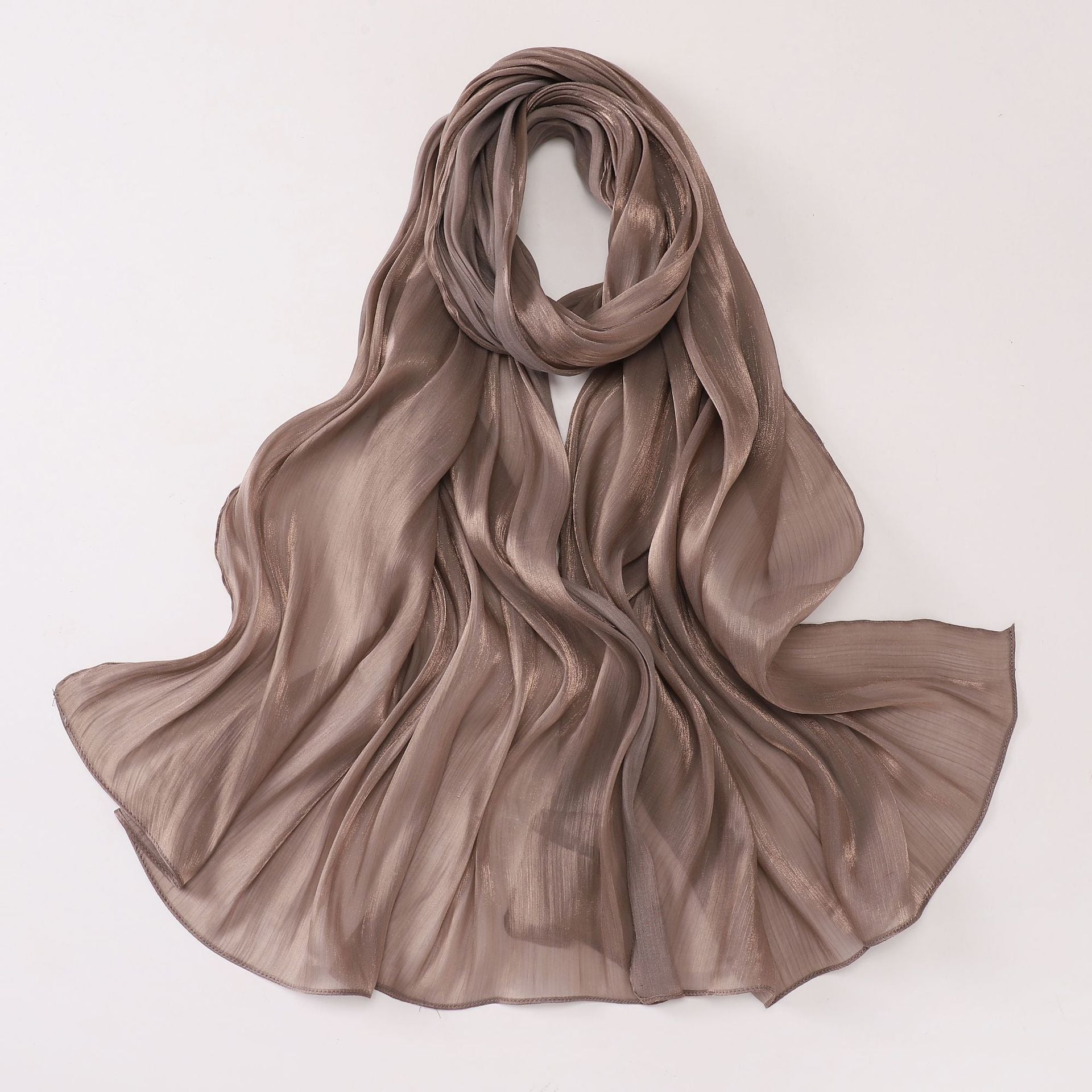 Silk Crêpe Hijab — Oak coffee