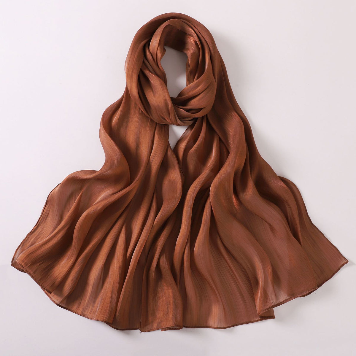 Silk Crêpe Hijab — Caramel colour