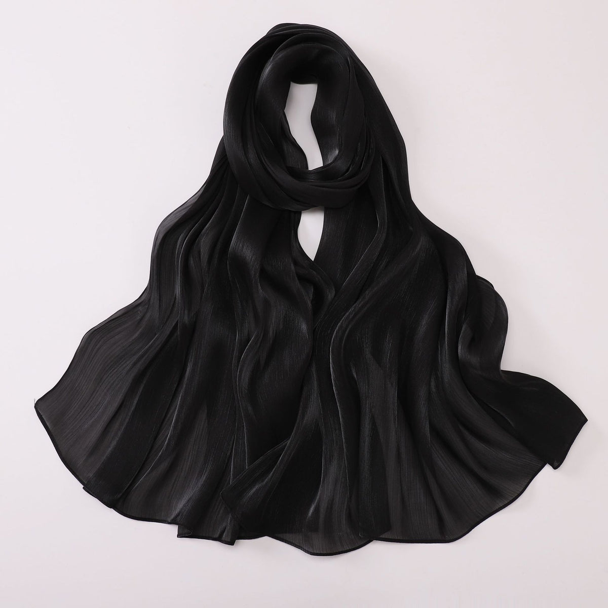 Silk Crêpe Hijab — Black