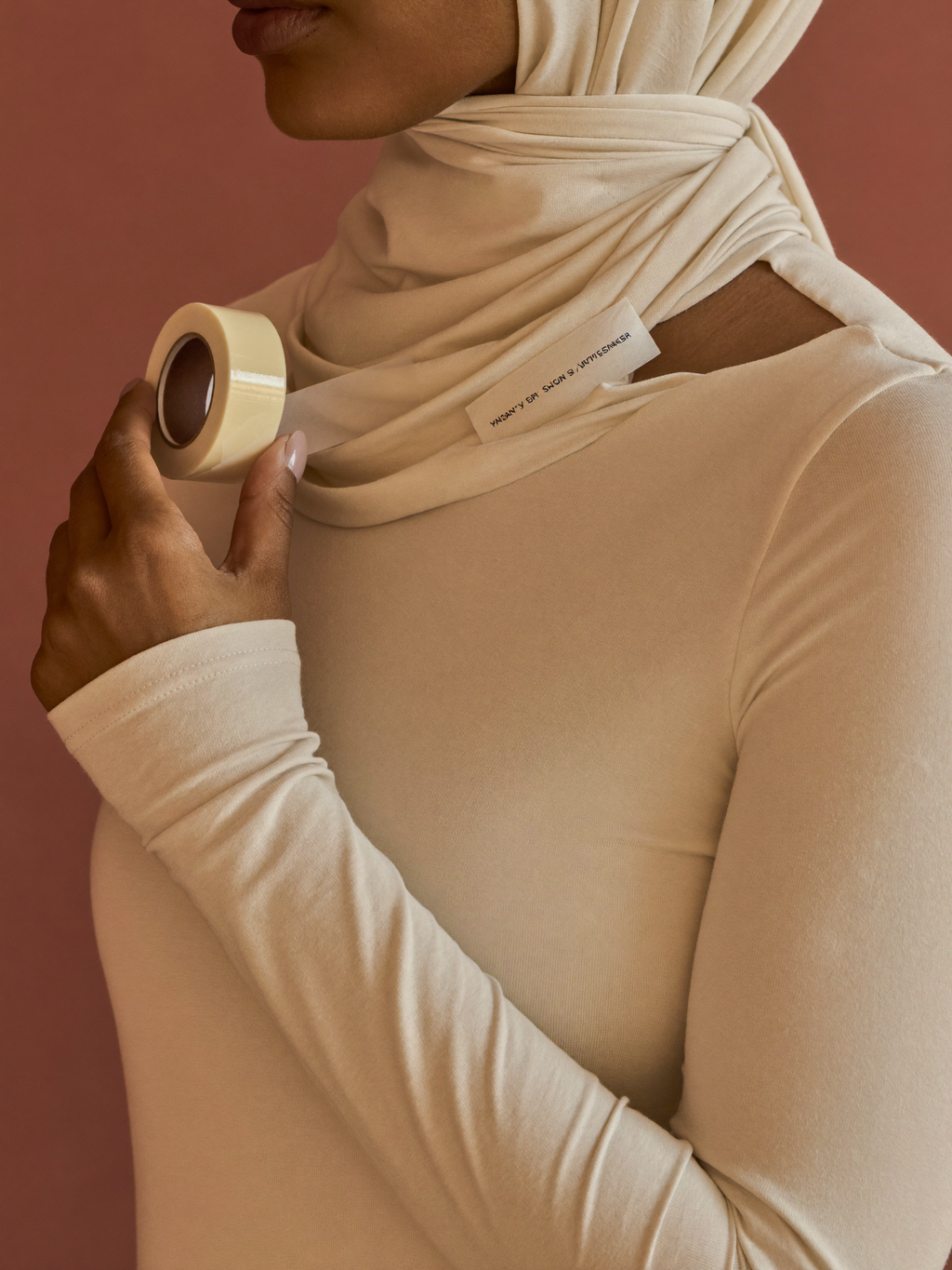 Invisible hijab tape, Amina detail