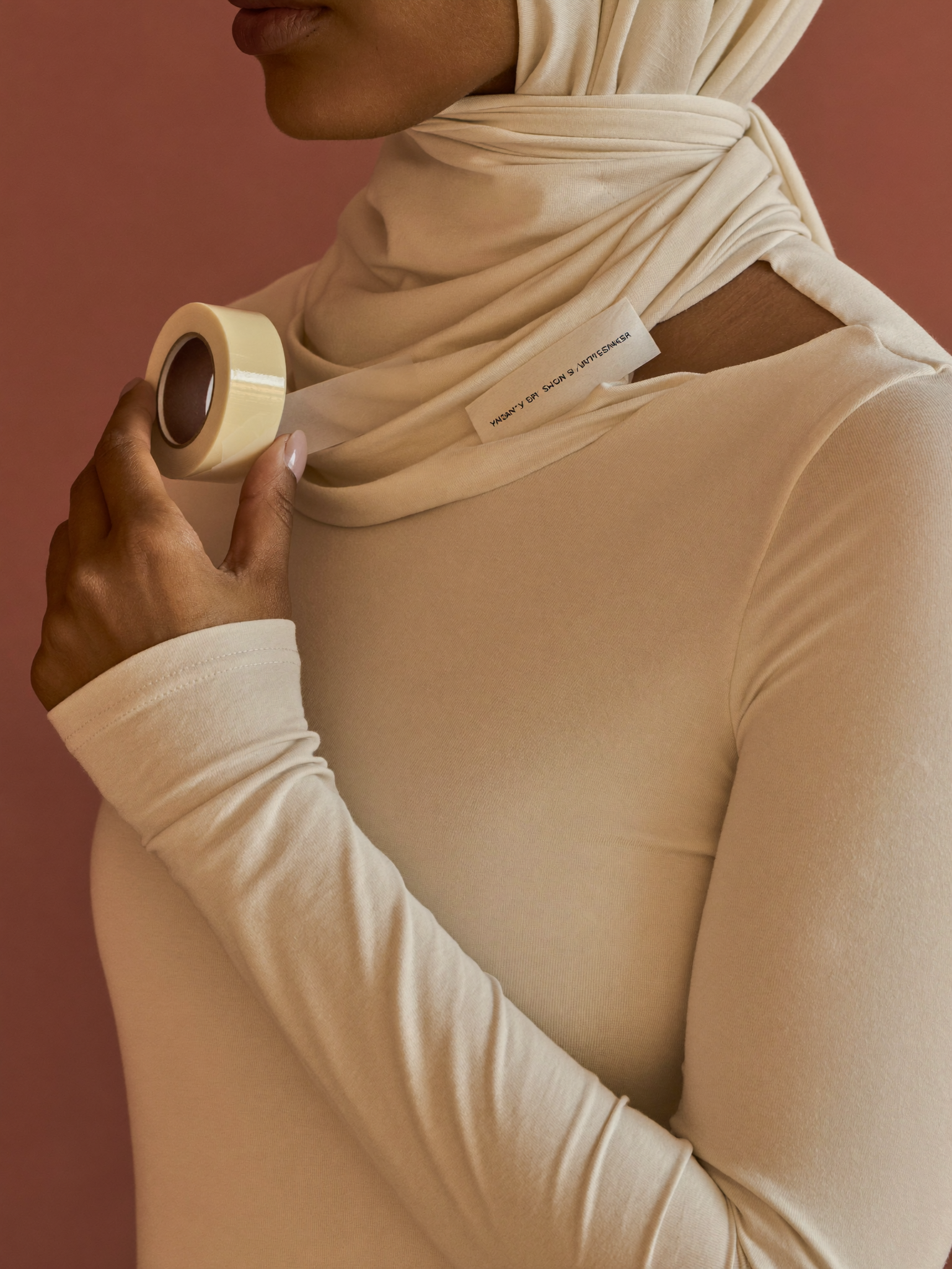 Invisible hijab tape, Amina detail