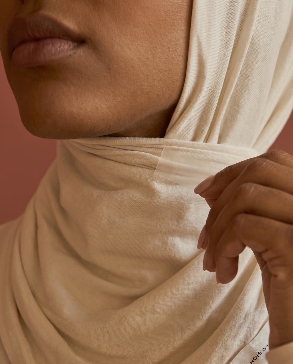 Invisible hijab tape, Khadija detail